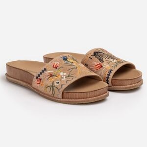 Johnny Was Watipaso Jungle Suede Slides Sandals
